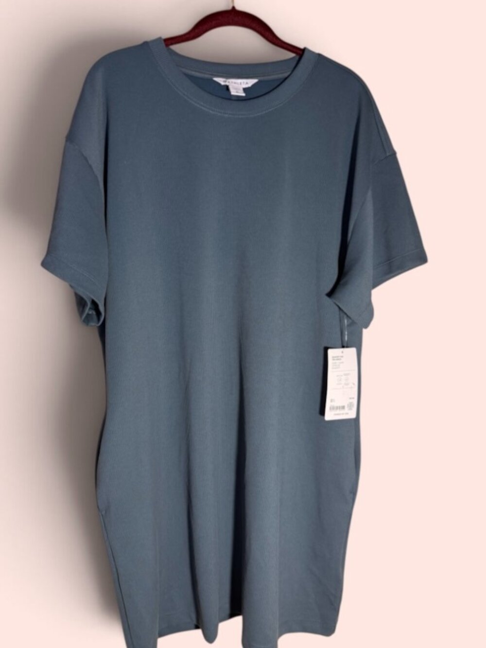 NWT Athleta Essential Tee Seafoam Green Cotton Blend Dress Sz XL